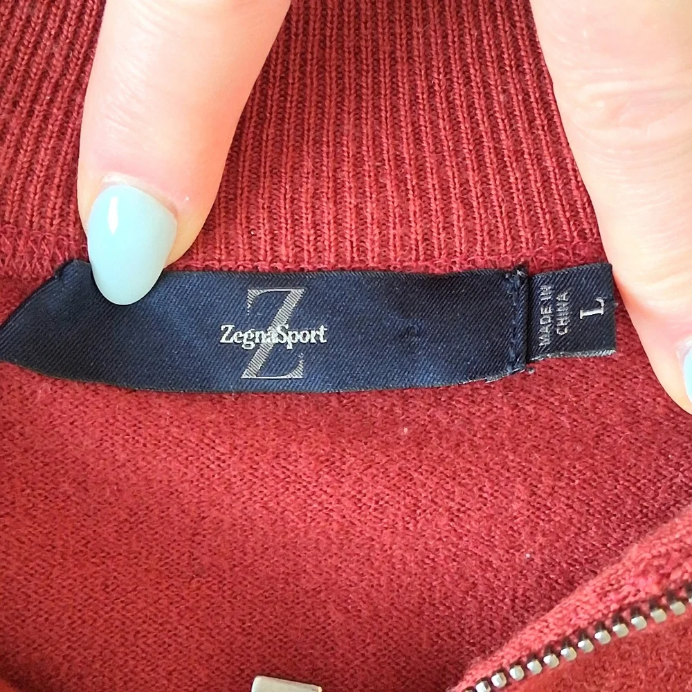 Ermenegildo Zegna Sport Lambswool Blnd Qtr Zip Sweater Men's Lg Runs Small Rust